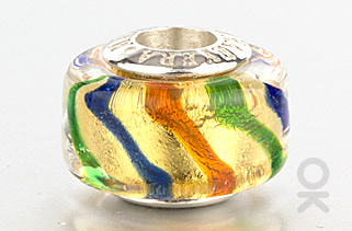 Gold Leaf Design Murano Glass Bead