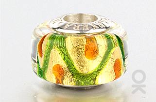 Gold Leaf Design Murano Glass Bead