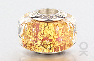 Gold Leaf Design Murano Glass Bead