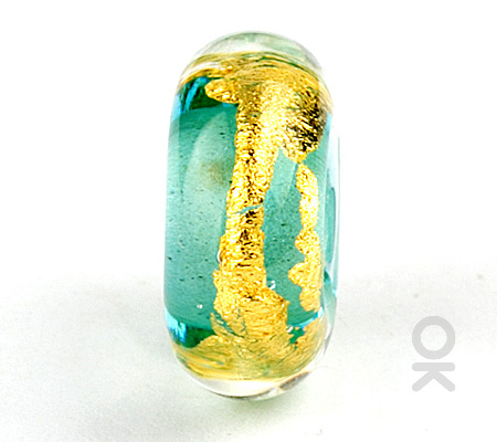 Gold Leaf Design Murano Glass Bead