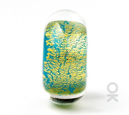 Gold Leaf Design Murano Glass Bead