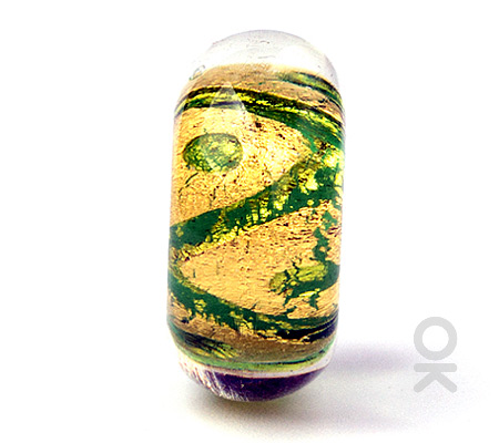 Gold Leaf Design Murano Glass Bead