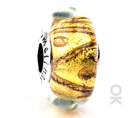 Gold Leaf Design Murano Glass Bead