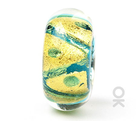 Gold Leaf Design Murano Glass Bead