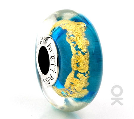 Gold Leaf Design Murano Glass Bead