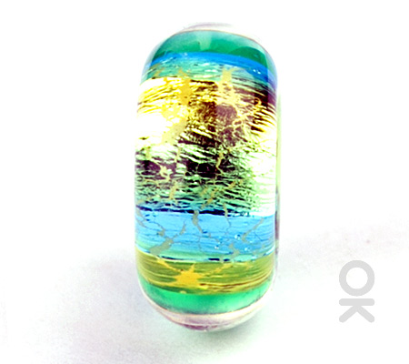 Gold Leaf Design Murano Glass Bead