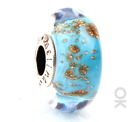 Gold Leaf Design Murano Glass Bead