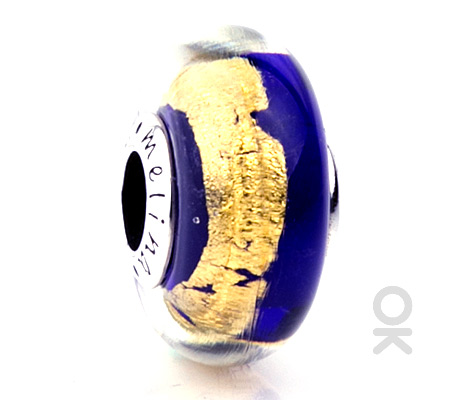 Gold Leaf Design Murano Glass Bead