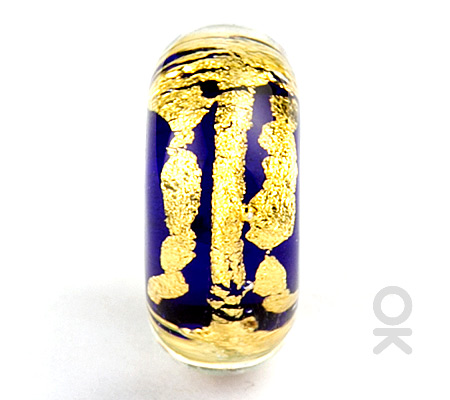 Gold Leaf Design Murano Glass Bead