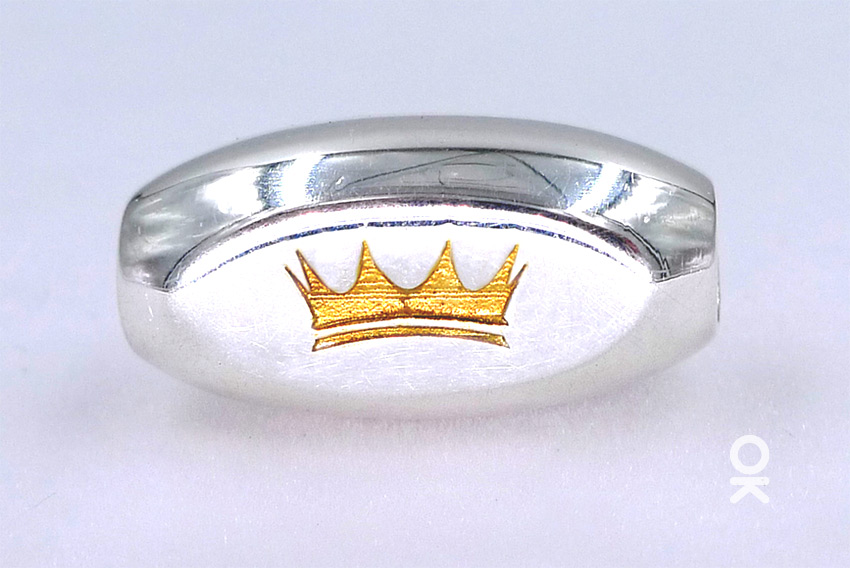 CUSTOM DESIGN: 14K PLATED CROWN LOGO STERLING SILVER BEAD