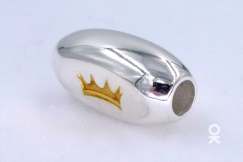 CUSTOM DESIGN: 14K PLATED CROWN LOGO STERLING SILVER BEAD