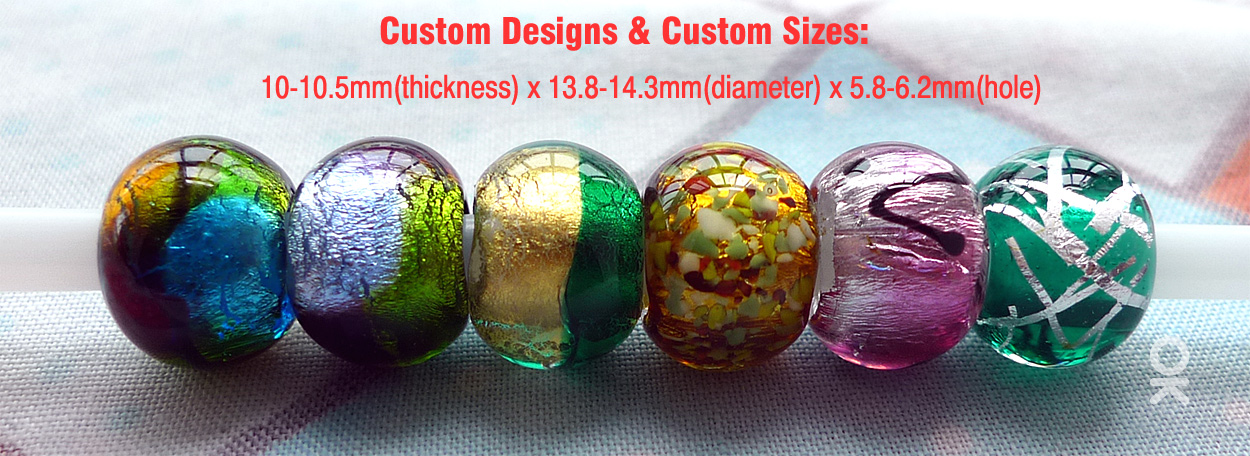 custom design and custom size murano glass beads