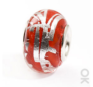 silver foil murano glass bead