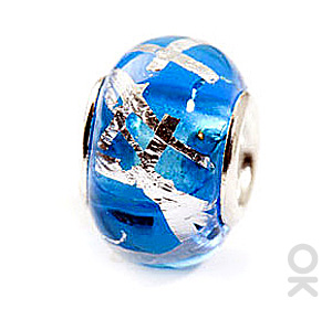 silver foil murano glass bead