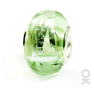 silver foil murano glass bead