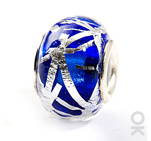 silver foil murano glass bead