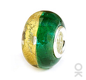 silver foil murano glass bead