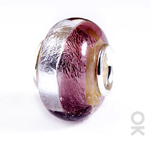 silver foil murano glass bead