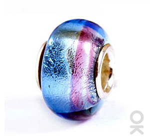 silver foil murano glass bead