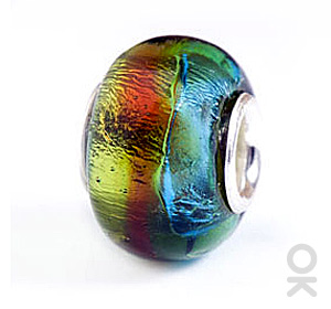 silver foil murano glass bead