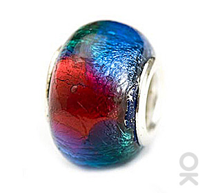 silver foil murano glass bead