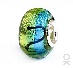 silver foil murano glass bead