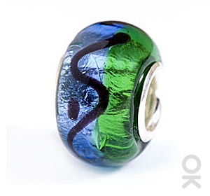 silver foil murano glass bead