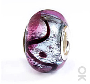 silver foil murano glass bead