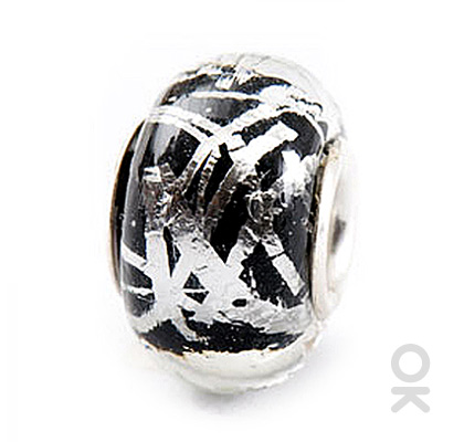 silver foil murano glass bead