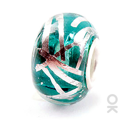 silver foil murano glass bead