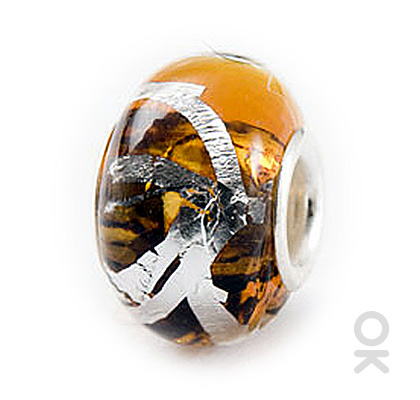 silver foil murano glass bead