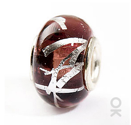 silver foil murano glass bead