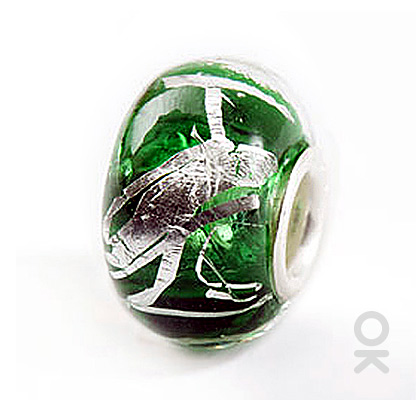 silver foil murano glass bead