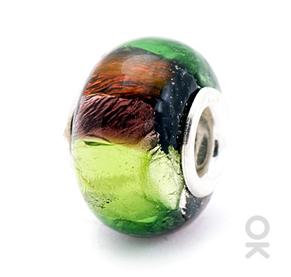 silver foil murano glass bead