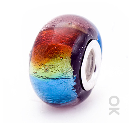 silver foil murano glass bead