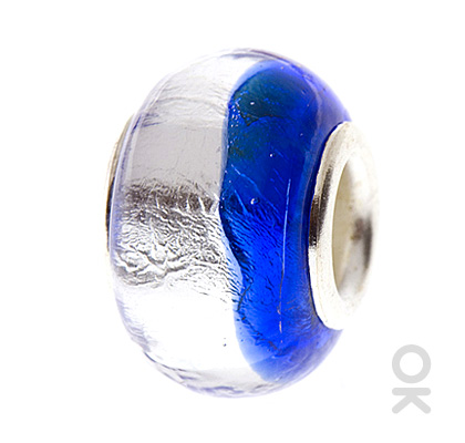 silver foil murano glass bead