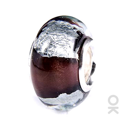 silver foil murano glass bead