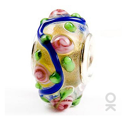 silver foil murano glass bead