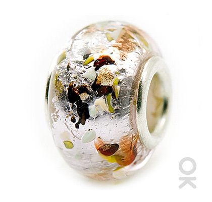 silver foil murano glass bead