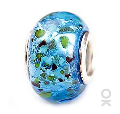 silver foil murano glass bead