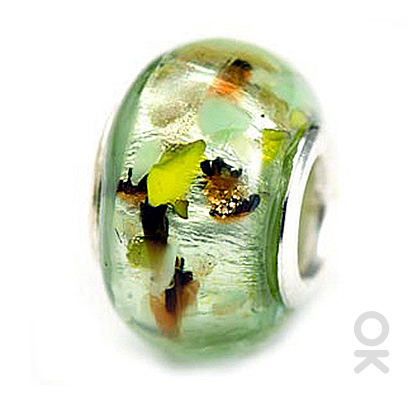 silver foil murano glass bead