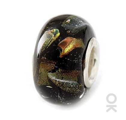 silver foil murano glass bead