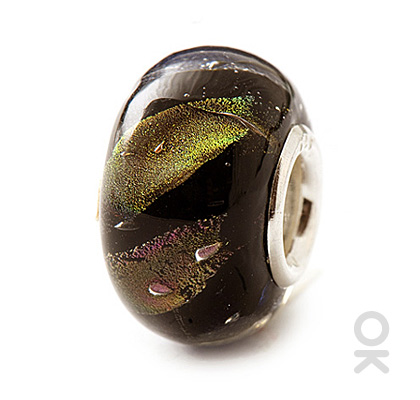 silver foil murano glass bead