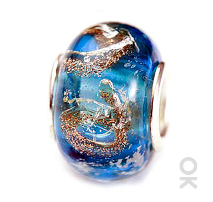 silver foil murano glass bead