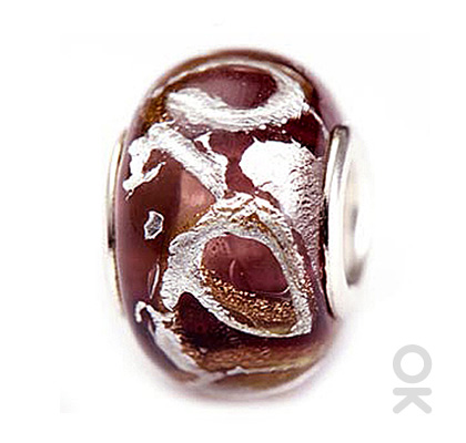 silver foil murano glass bead