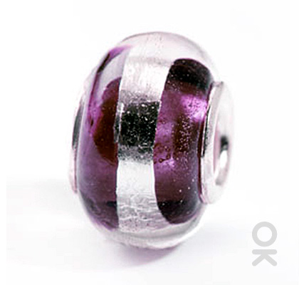 silver foil murano glass bead