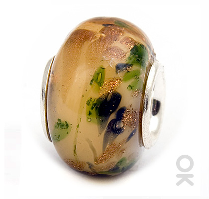 silver foil murano glass bead