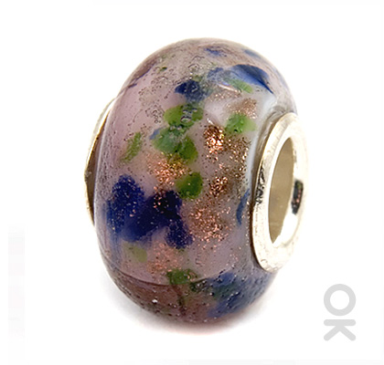 silver foil murano glass bead