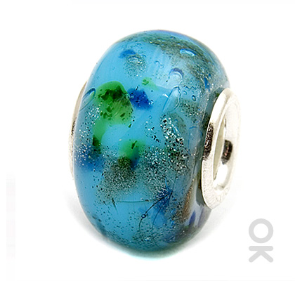 silver foil murano glass bead