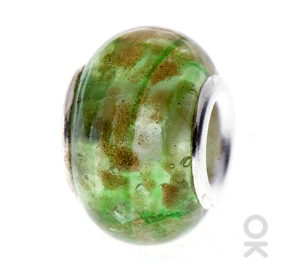 silver foil murano glass bead